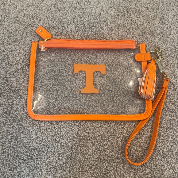 Clear Wristlet, University of Tennessee logo, OS, EUC, Orange - Picture 1 of 3
